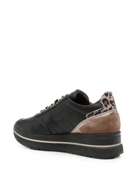 Sneakerși Nero Giardini din piele cu imagine cu model leopard negru
