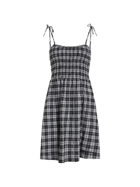 Rochie din denim Karl Lagerfeld Jeans în carouri cu bretele negru