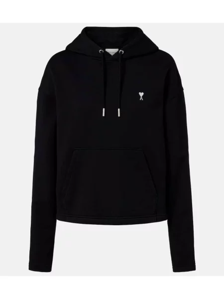 Hanorac cu glugă Ami Paris din jerseu negru