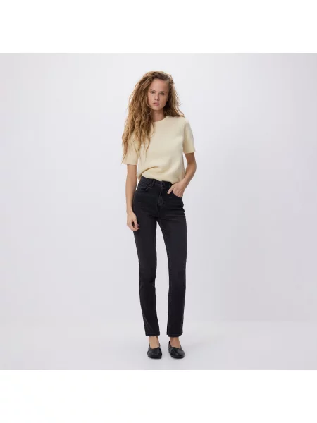 Reserved Slim fit džíny s vysokým pasem černý