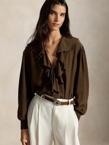 Polo Ralph Lauren bluză pentru femei din vâscoză maro