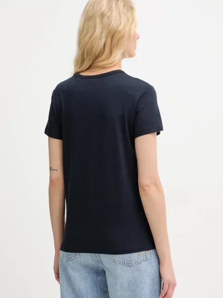 BOSS tricou din amestec de mătase negru
