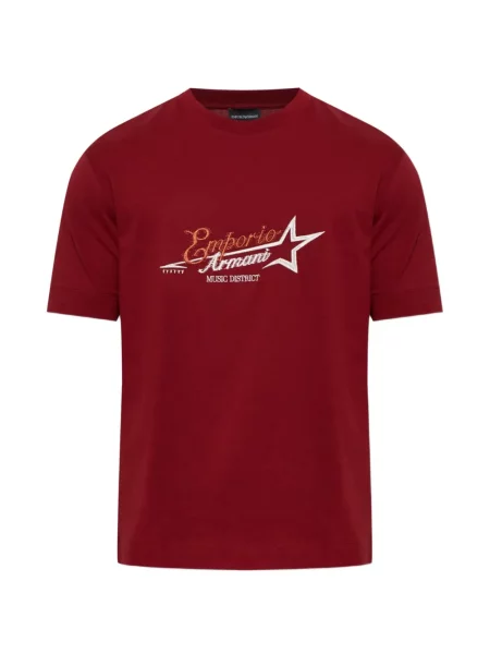 Tricou Emporio Armani cu broderie roșu