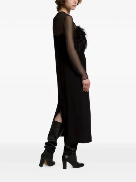 Rochie midi Alberta Ferretti cu pene negru