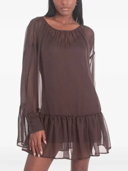 Rochie mini Aniye By cu volane maro