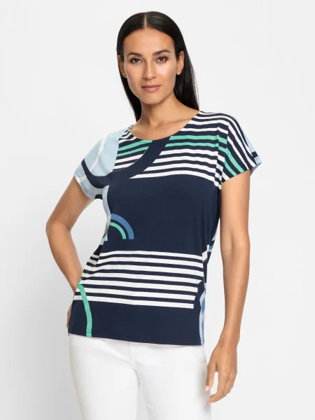 Heine Tricou albastru marin / turcoaz / albastru pastel alb