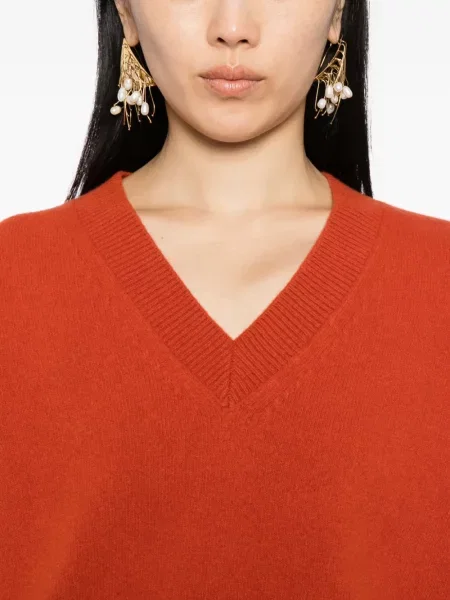 Пуловер Róhe с V-образно деколте оранжево