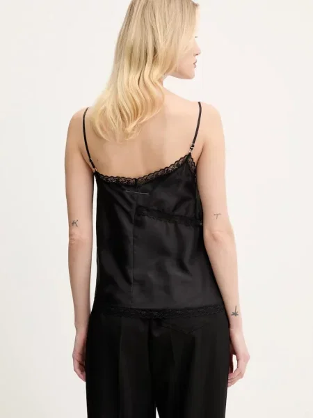 Maison Margiela bluzka jedwabna gładka czarny