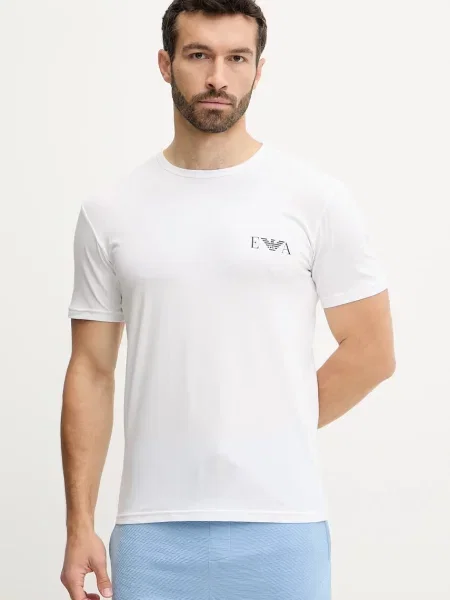 Домашна тениска Emporio Armani Underwear 2 броя с принт бяло