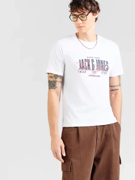 JACK & JONES Tričko JJAERO svetlosivá / čierna biela