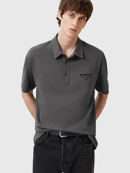 AllSaints polo tričko XANDER šedé
