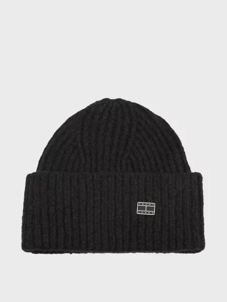 Шерстяная шапка Tommy Jeans черная