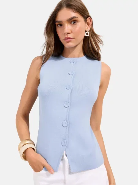 Friends Like These Vestă tricotată deschis albastru