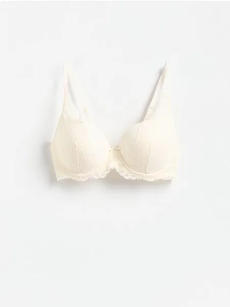 Reserved Sutien push-up cu dantelă crem