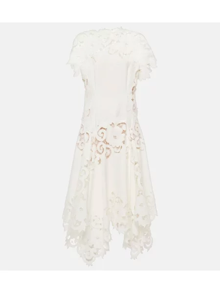 Midi obleka Oscar De La Renta s čipko bela