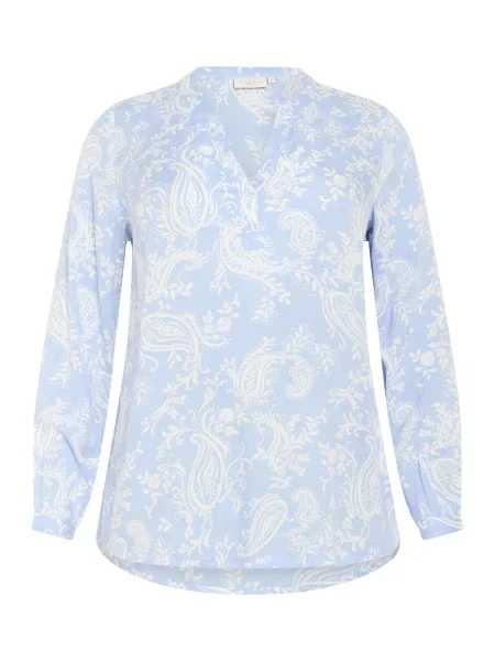 KAFFE CURVE Blúzka Bella nebesky modrá biela
