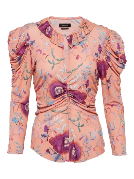 Top Isabel Marant de catifea cu model floral alb