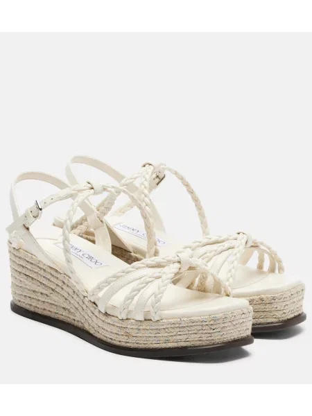 Usnjene espadrile Jimmy Choo pleteni bela