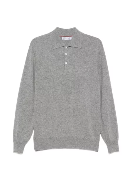 Lung tricou polo Brunello Cucinelli gri