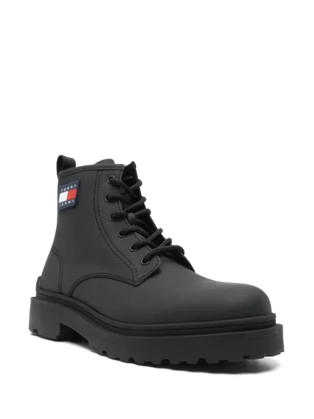 Botine Tommy Jeans cu șireturi din piele negru