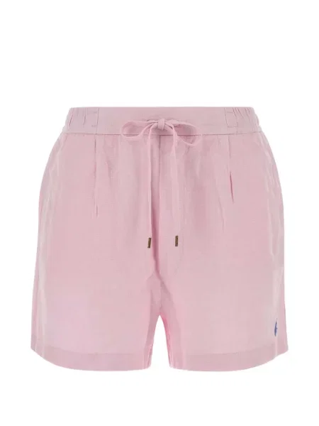 Pantaloni scurți Polo Ralph Lauren cu broderie cu cordon roz