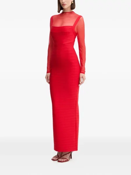 Rochie maxi Hervé Léger lungă de costum roșu