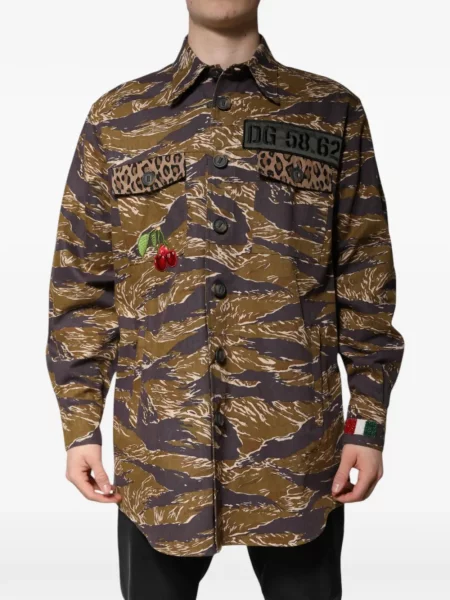 Geacă Dolce & Gabbana cu dungi cu imagine maro