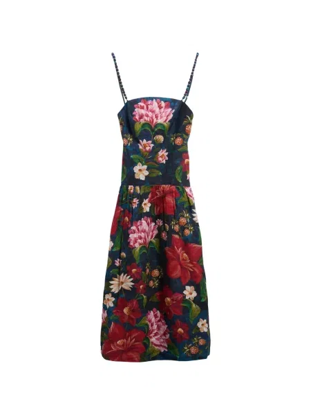 Rochie midi Barbour cu model floral cu imagine cu bretele albastru