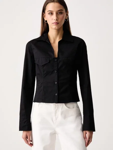 Karl Lagerfeld Jeans cămașă de damă din negru