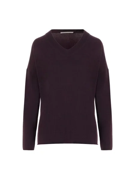 Sweter Allude z dekoltem w serek fioletowy