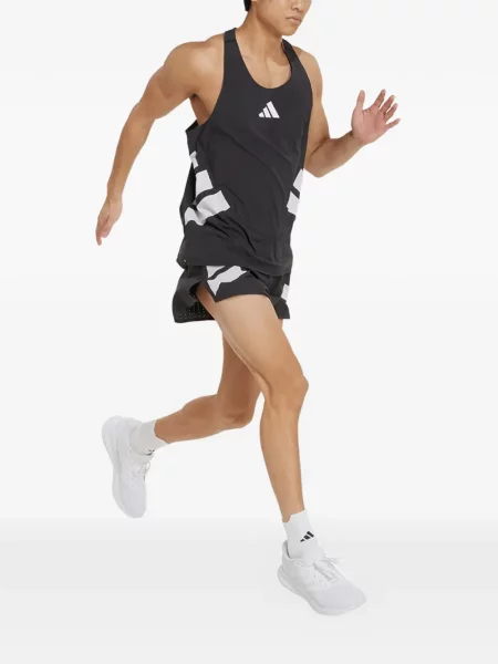 Tricou Adidas alergare cu șireturi din dantelă negru