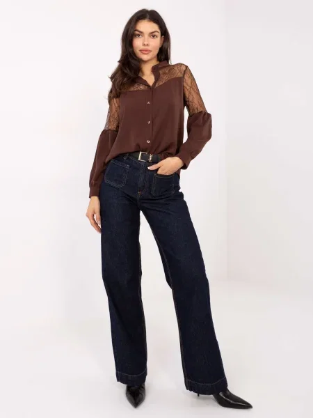 Bluza Italy Moda s čipkom plava