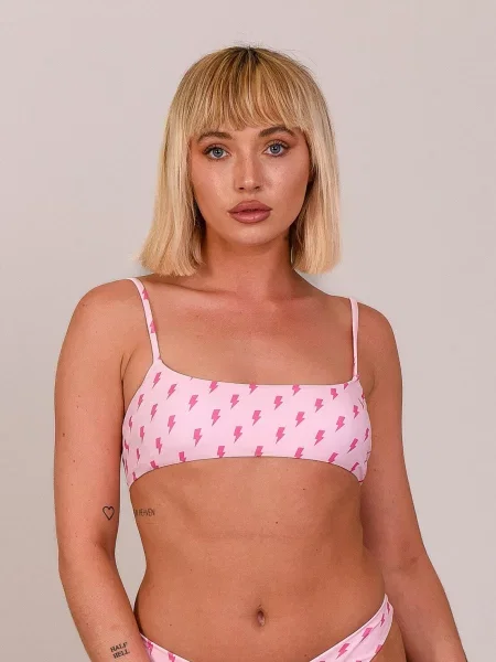 Góra od bikini Strike of Luck Lace up Crop różowe
