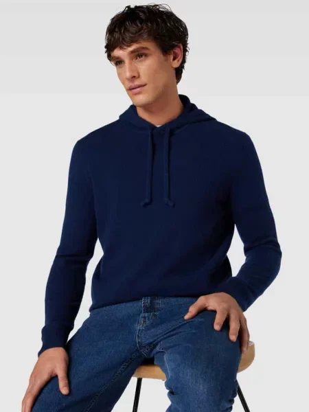 Bluza z kapturem z prążkowanymi ściągaczami Polo Ralph Lauren granatowa
