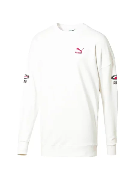 Hanorac crewneck Puma cu decolteu rotund alb