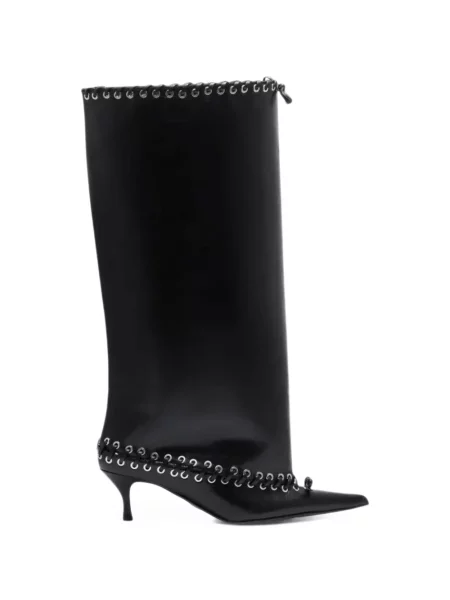 Botine August Barron cu șireturi din dantelă negru