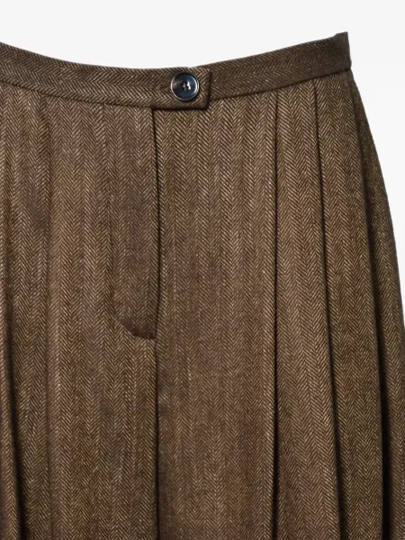 Pantaloni palazzo Solotre cu model herringbone maro