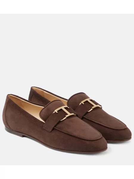 Pantofi loafer Tod's din piele de căprioară maro