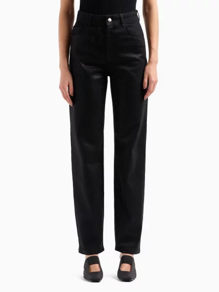 Emporio Armani Широкі джинси Бавовна/еластан чорний