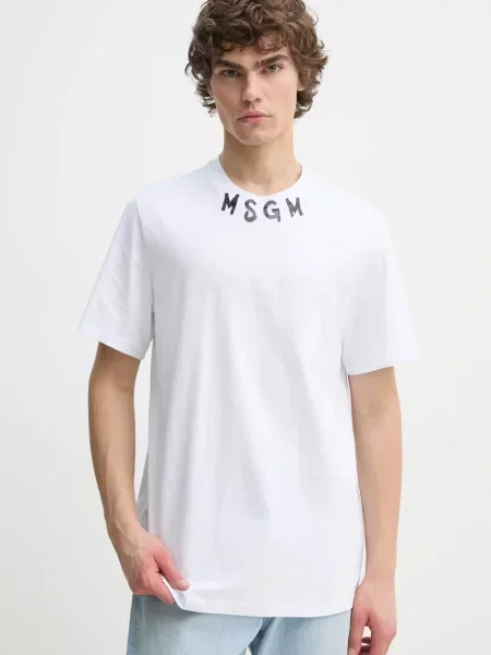 Тениска MSGM с принт бяло