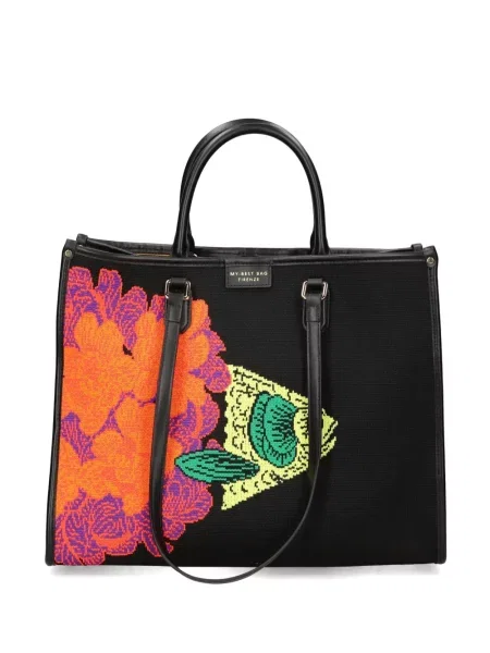 Geantă de mână My Best Bag cu model floral negru