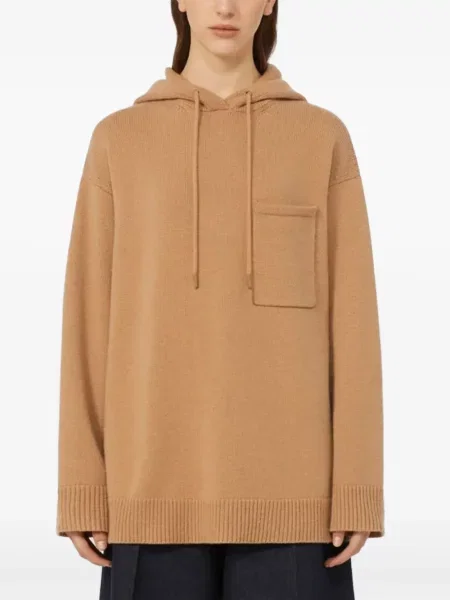 Pulover Max Mara cu glugă maro