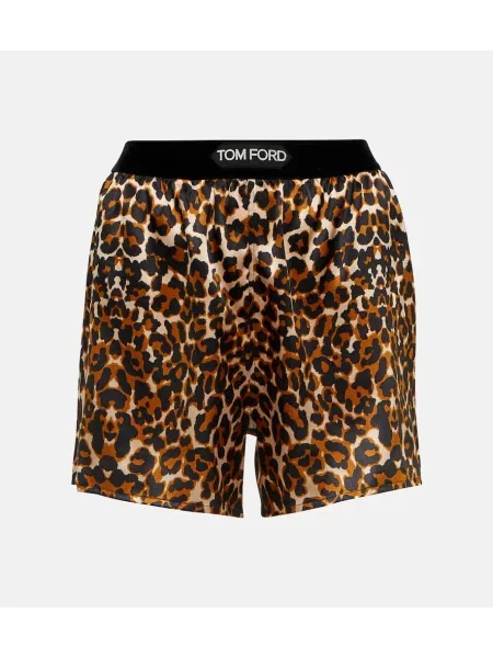 Pantaloni scurți Tom Ford cu imagine cu model leopard maro