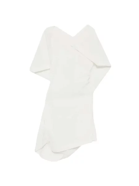 Rochie mini Issey Miyake asimetrică drapată alb