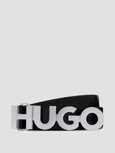 Шкіряний ремінь Hugo чорний