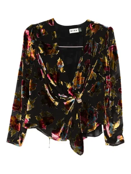 Top Rixo cu model floral negru