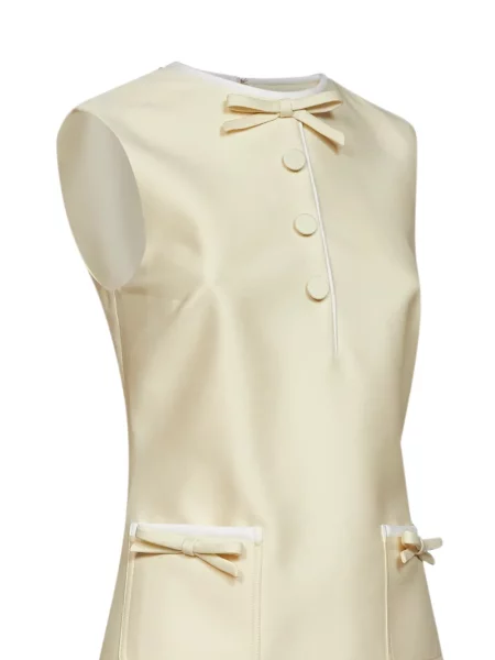 Rochie mini Self-portrait cu funde fără mâneci galben