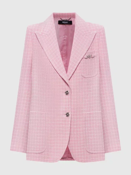 Жакет з вовною в клітинку Versace рожевий