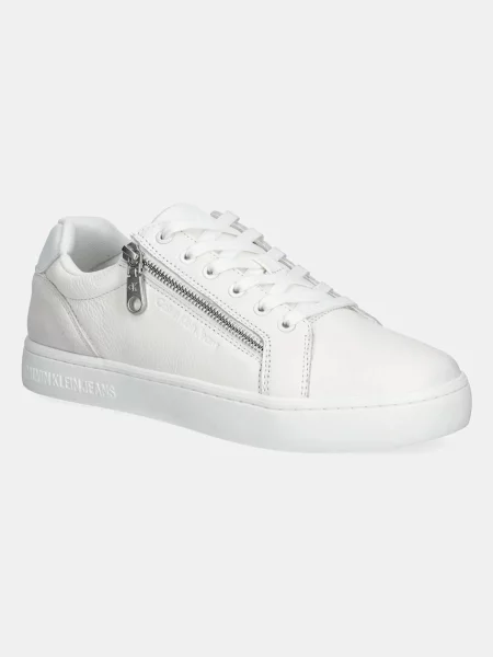 Calvin Klein Jeans sneakersy skórzane CLASSIC CUPSOLE ZIP LOW IN biały
