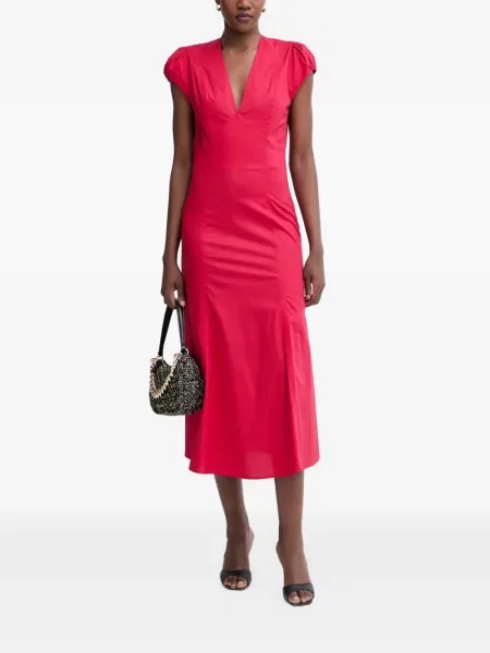 Rochie midi Twinset cu decolteu în V roșu